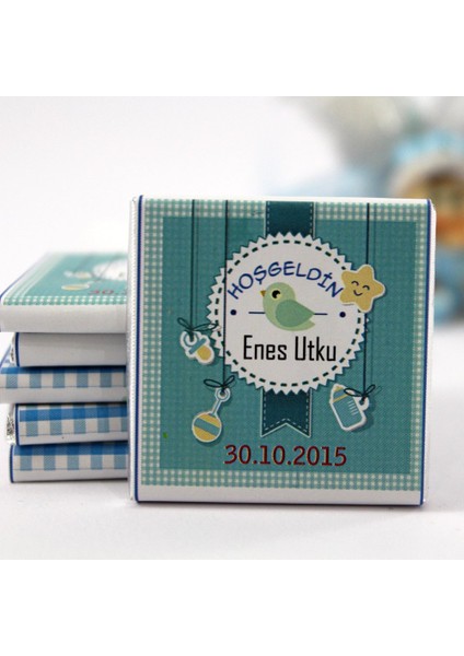 Hoşgeldin Bebek Çikolatası Isim ve Tarih Yazılabilen Hediye Çikolata Ebk5 150 Adet