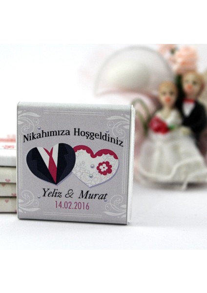Nikah Çikolatası Kişiselleştirilebilir El Yapımı Madlen Çikolata Nkk3 48 Adet