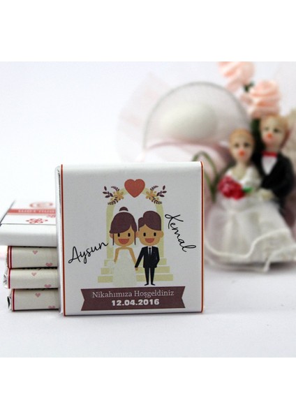 Nikah Çikolatası Kişiselleştirilebilir El Yapımı Madlen Çikolata NKK10 72 Adet