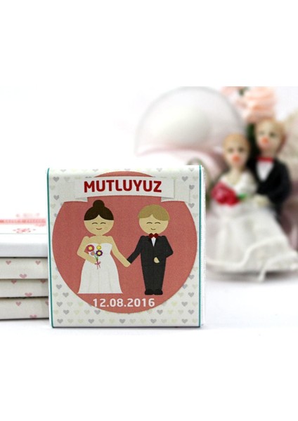 Nikah Çikolatası Kişiselleştirilebilir El Yapımı Madlen Çikolata NKK17 48 Adet
