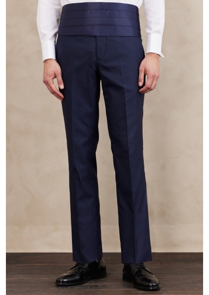 ALTINYILDIZ CLASSICS Erkek Lacivert Slim Fit Dar Kesim Mono Yaka Desenli Yelekli Smokin Takım modelleri