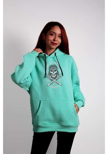 Oversize Hoodie Energy Of Hardcore Write Turquoise