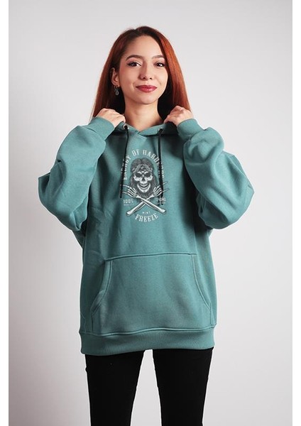 Oversize Hoodie Energy Of Hardcore Write Mint Green