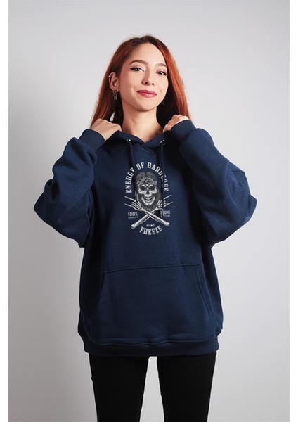 Oversize Hoodie Energy Of Hardcore Write Navy Blue