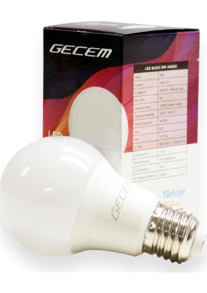 Lampa Elektrik Gecem LED Ampul 9W - Gün Işığı