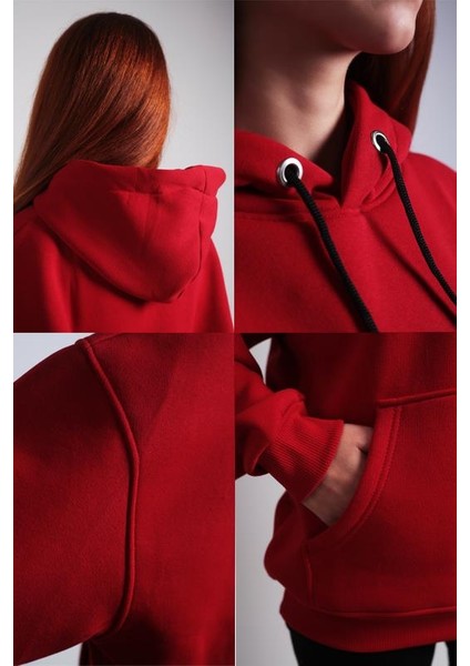 Oversize Hoodie Rock And Roll Themed Red fiyatları