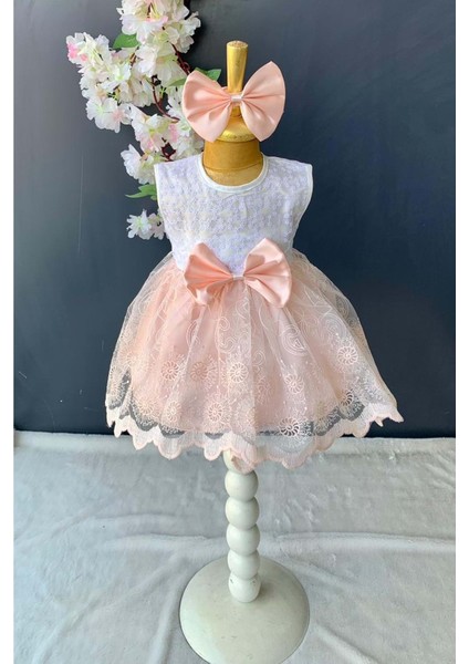 Saç Bantlı Dantelli Bebek Elbise PNPN136