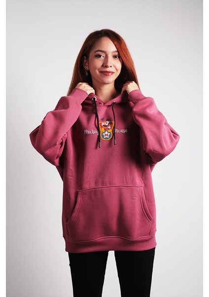 Oversize Hoodie Star Mickey Mouse Write Dried Rose