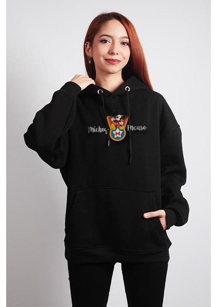 Oversize Hoodie Star Mickey Mouse Write Black