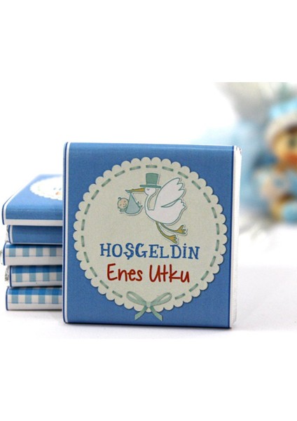 Hoşgeldin Bebek Çikolatası Isim Yazılabilen Hediye Çikolata EB001 48 Adet