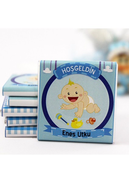Hoşgeldin Bebek Çikolatası Isim Yazılabilen Hediye Çikolata EBK11 150 Adet