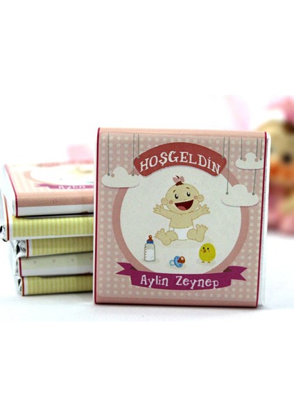 Hoşgeldin Kız Bebek Çikolatası Isim Yazılabilen Hediye Çikolata Kbk8 150 Adet