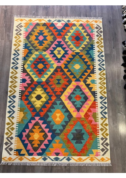 Cotton 562 Etnik Eskitme Desenli Pastel Tonlarda Dokuma Taban Kilim