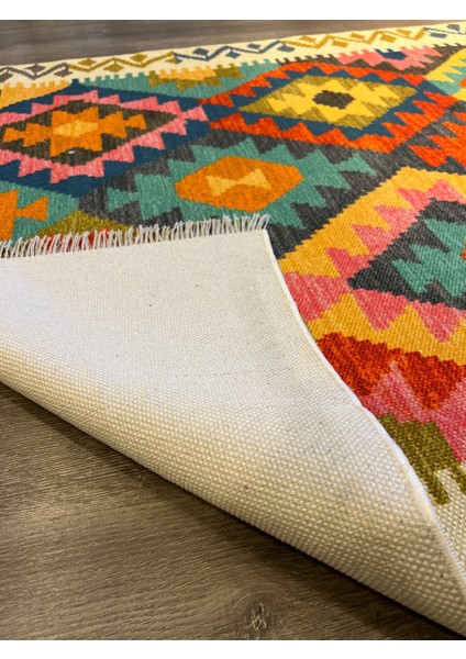 Cotton 562 Etnik Eskitme Desenli Pastel Tonlarda Dokuma Taban Kilim