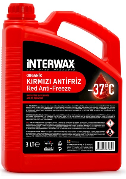 Interwax Antifriz -37°c Organik Kırmızı 3 Lt