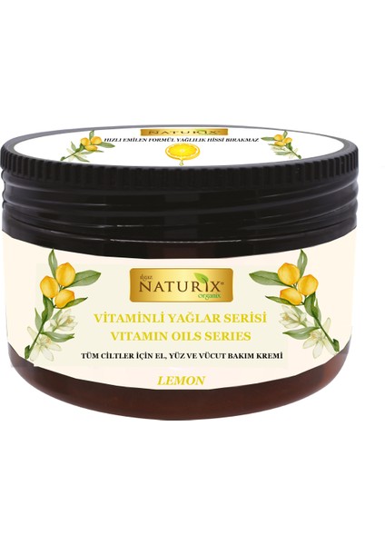 Vitaminli Yağlar Serisi Limon Özlü El Yüz Vücut Kremi Vitaminli Yağlar 250 ml Yoğun Nem Terapisi