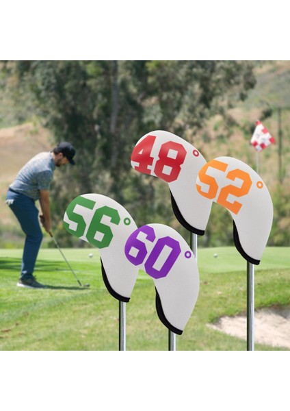 4 Adet Golf Demir Başlık Neopren Neopren Kaymaz Kulüp Kafası Koruma Beyaz (Yurt Dışından)