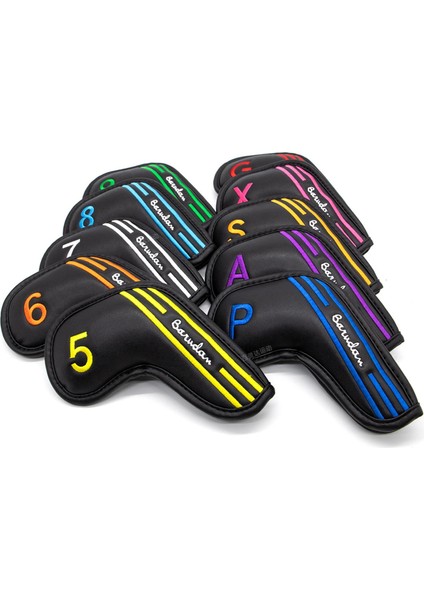 10 Adet Golf Demir Kafa Kapakları Golf Kulüpleri Için Ayarlanmış Ütüler Premium Pu Headcovers (Yurt Dışından) modelleri