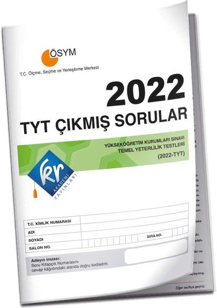 TYT 2022 Çıkmış Sorular Tıpkı Basım Kitapçığı