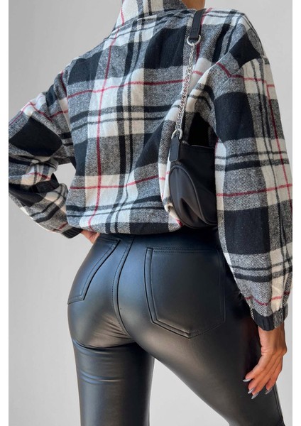 Fermuarlı Dik Yaka Ekose Desen Sweat fiyatları