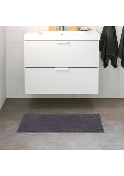 Banyo Paspası Koyu Gri Renk 50X80 cm Meridyendukkan Pamuk-Kaymaz Taban