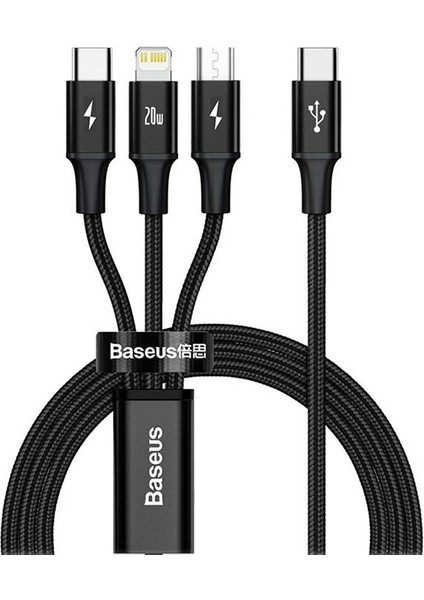 1.5 Metre 20W 3in1 Type C, Iphone Lightning ve Micro Ultra Hızlı Şarj ve Data Kablosu