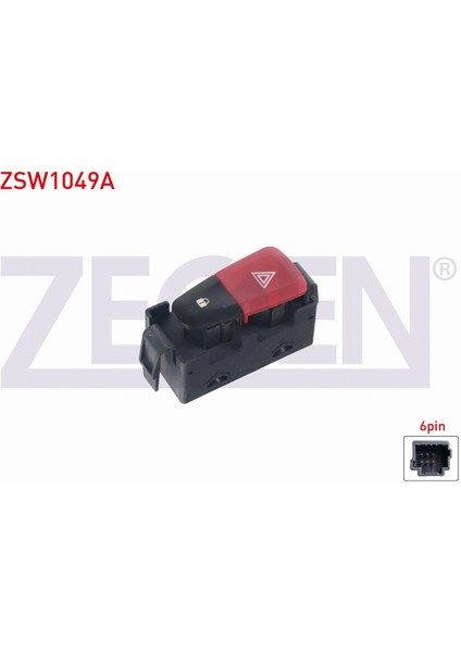 Renault Megane Iıı - Scenıc Iıı 2008 - 2015 Kapı Kilit ve Flaşör Anahtarı 6 Pin Kırmızı Işık 252100004R