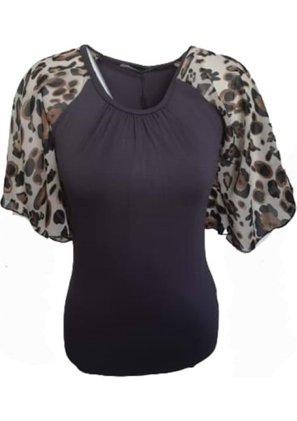Fashion Kadın Penye Bluz P-02091 - Antrasit - M