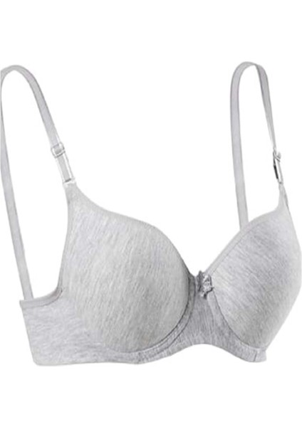 Kadın Slikonlu Boş Düz Sütyen E-1101 - Gri - 75