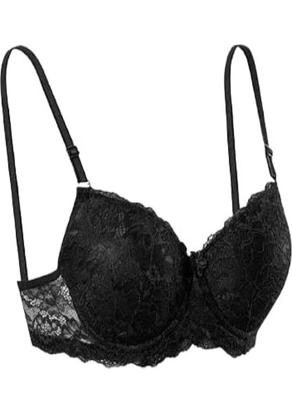 Kadın Slikonlu Dolu Dantelli Sütyen E-1154 - Siyah - 80