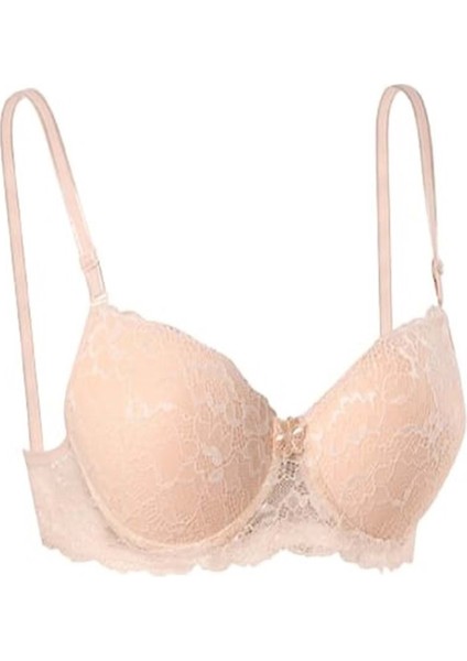 Kadın Slikonlu Boş Dantelli Sütyen E-1104 - Ten - 85