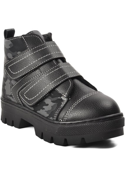 Arz 2301004-P Siyah Kamuflaj Içi Kürklü Cırtlı Çocuk Bot