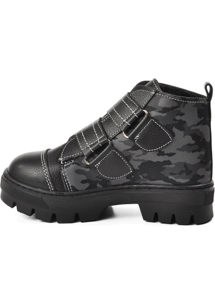 Arz 2301004-P Siyah Kamuflaj Içi Kürklü Cırtlı Çocuk Bot modelleri