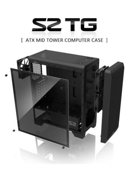 S2 Tg Mid Tower Kasa Siyah Psu Yok