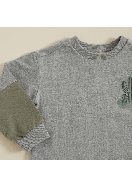 Kaktus Kapusonlu Sweatshirt Gri Melanj fiyatları