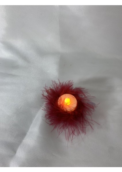 Bordo Tüylü Ledli Kına Mumları 12 Adet El Yapımı Parti Aydınlatması için Özel Tasarım fırsatları
