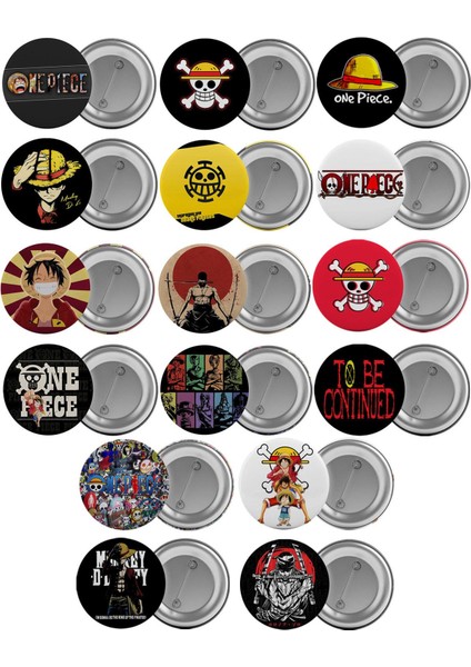 One Piece Çanta Rozeti Seti 16 Adet En Büyük Boy 5.8cm Iğneli Broş