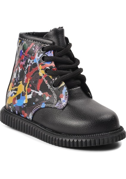 Arz 2301001-P Siyah Içi Kürklü Fermuarlı Çocuk Bot