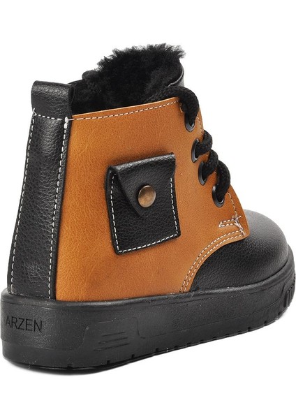 Arz 2301003-B Siyah-Camel Içi Kürklü Fermuarlı Bebek Bot fırsatları