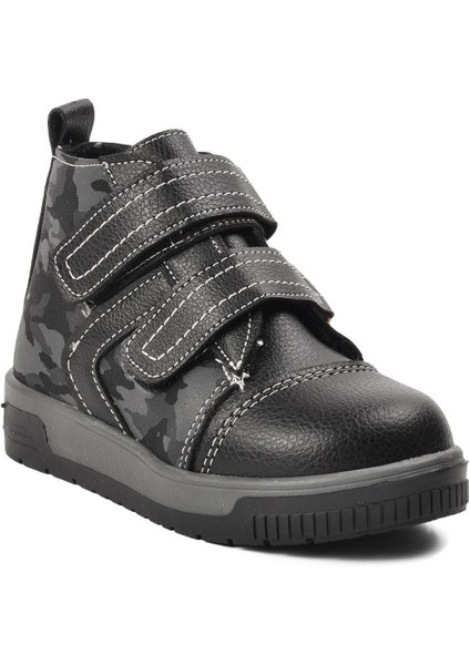 Arz 2301004-B Siyah Kamuflaj Içi Kürklü Cırtlı Bebek Bot