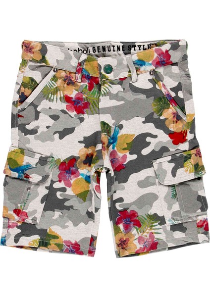 Erkek Çocuk Floral Kamuflaj Desenli Bermuda Şort