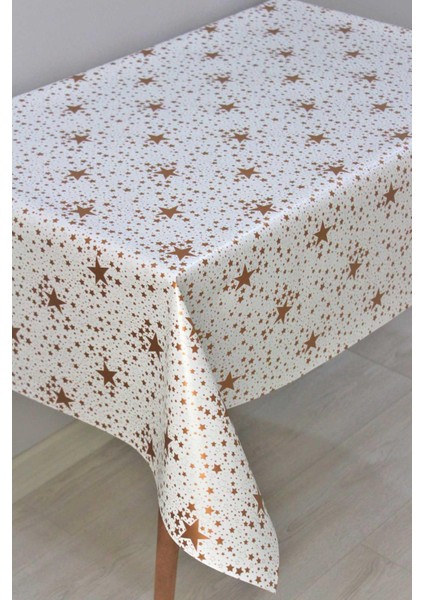 DedeEvTekstil Astarlı Yıldız Desen Pvc Silinebilir Muşamba Masa Örtüsü Gri Yıldız - 226-2SLVR