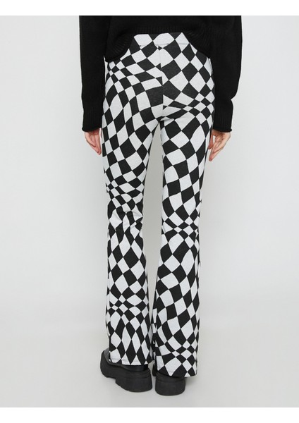 İspanyol Paça Pantolon Damalı fırsatları