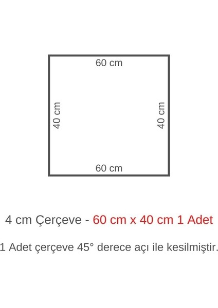 Ankara Kartonpiyer Dekoratif Boyanabilir 2,5 cm Duvar Çıtası 1 Adet 60 cm*40 cm Hazır Kesimli Çerçeve