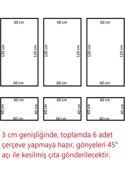 Dekoratif Boyanabilir 2,5 cm Duvar Çıtası 6 Adet Hazır Kesimli Çerçeve Paketi