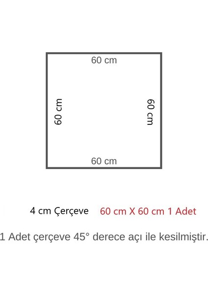 Dekoratif Boyanabilir 2,5 cm Duvar Çıtası 1 Adet 60 cm*60 cm Hazır Kesimli Çerçeve