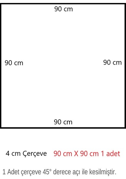 Dekoratif Boyanabilir 2,5 cm Duvar Çıtası 1 Adet 90 cm*90 cm Hazır Kesimli Çerçeve