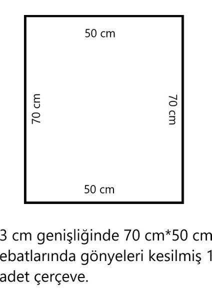 Dekoratif Boyanabilir 3 cm Duvar Çıtası 1 Adet 70 cm*50 cm Hazır Kesimli Çerçeve