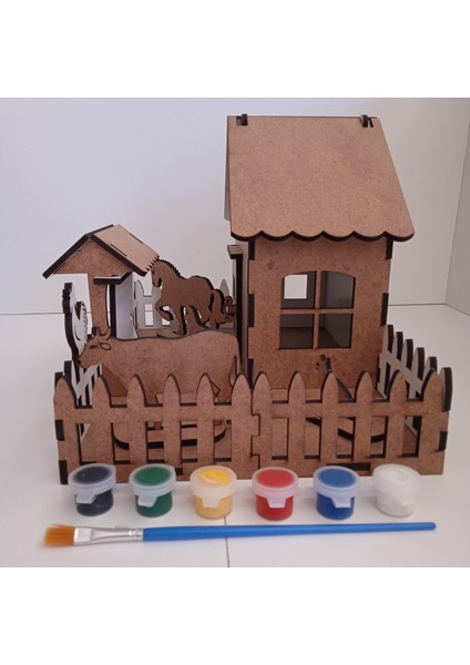 Ahşap Boyanabilir Çiftlik Evi 3D Maket Yapboz