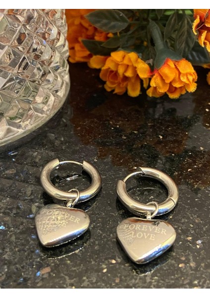Aksesuarr Çarşısı Çelik Silver Sallantılı Kalp Küpe fiyatları
